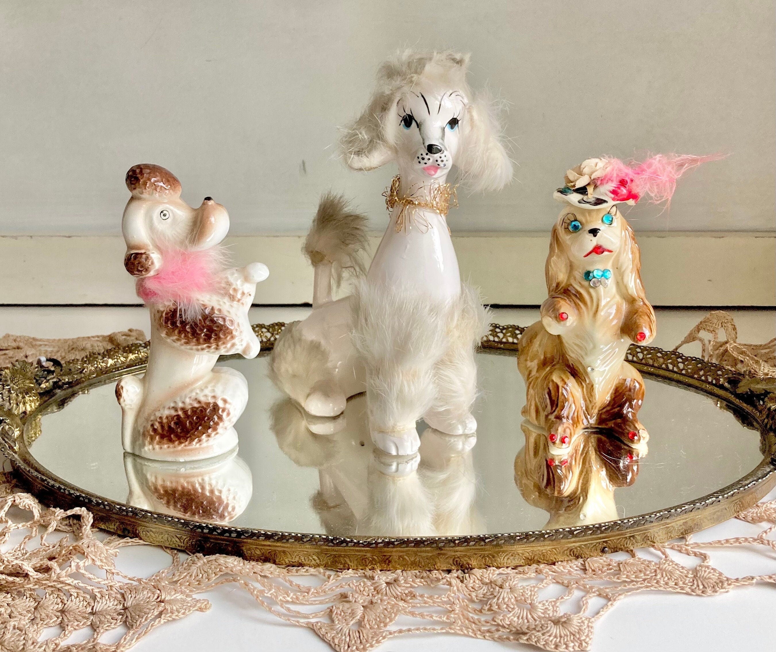 Midcentury Anthropomorphic Ceramic Dogs with applied Fur - Japan - Choose from 3