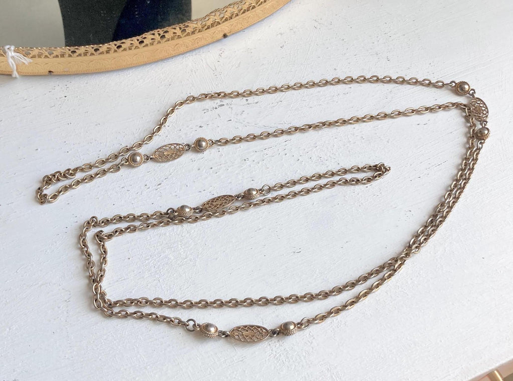 Vintage Gold Tone Necklace: Sarah Coventry Mushroom Pendant or Long Filigree Chain