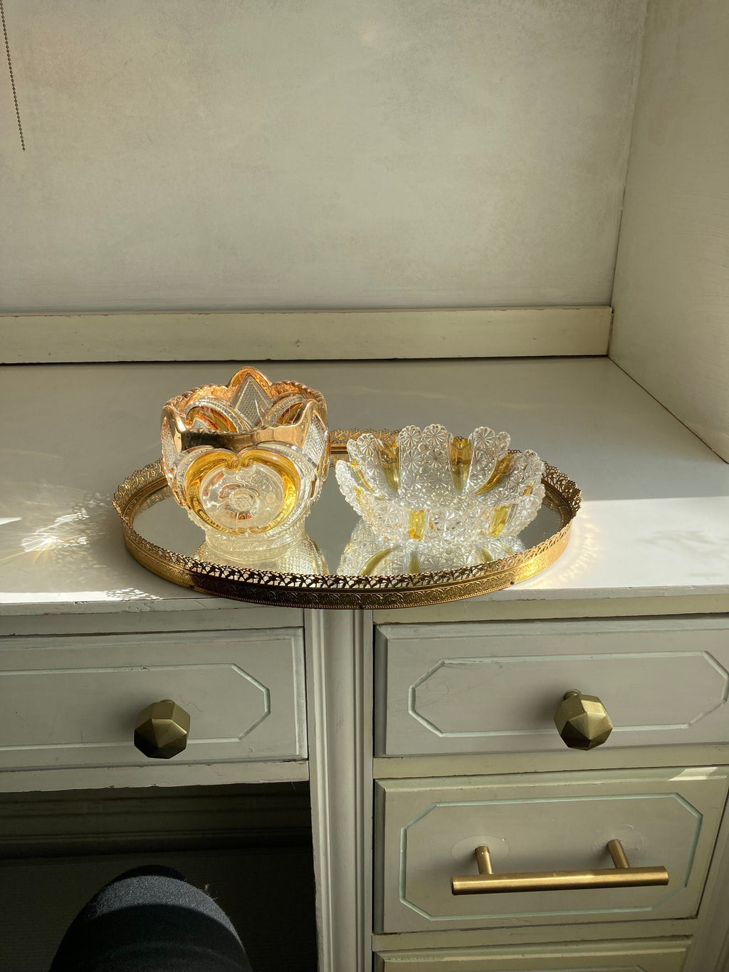 EAPG Amber and Amberette Pressed Glass Small Dishes - CHOOSE from 2