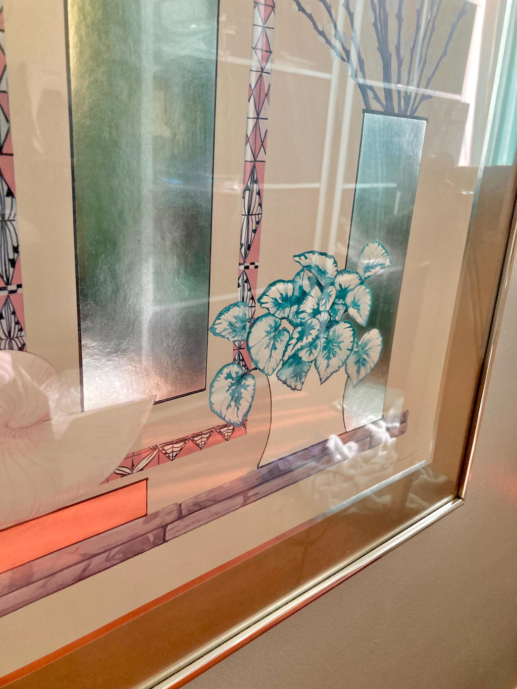 Vintage 1980s Framed Art: Deco Revival Still Life Print