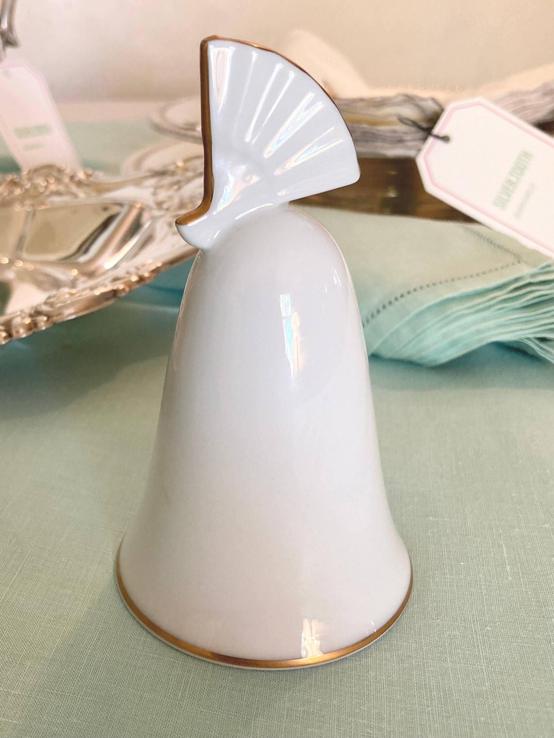 Vintage Noritake Porcelain Bell - White Fan - Danbury Mint
