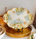 Antique Royal Rudolstadt Prussia Porcelain Tray: Hand-Painted, Gold Trim