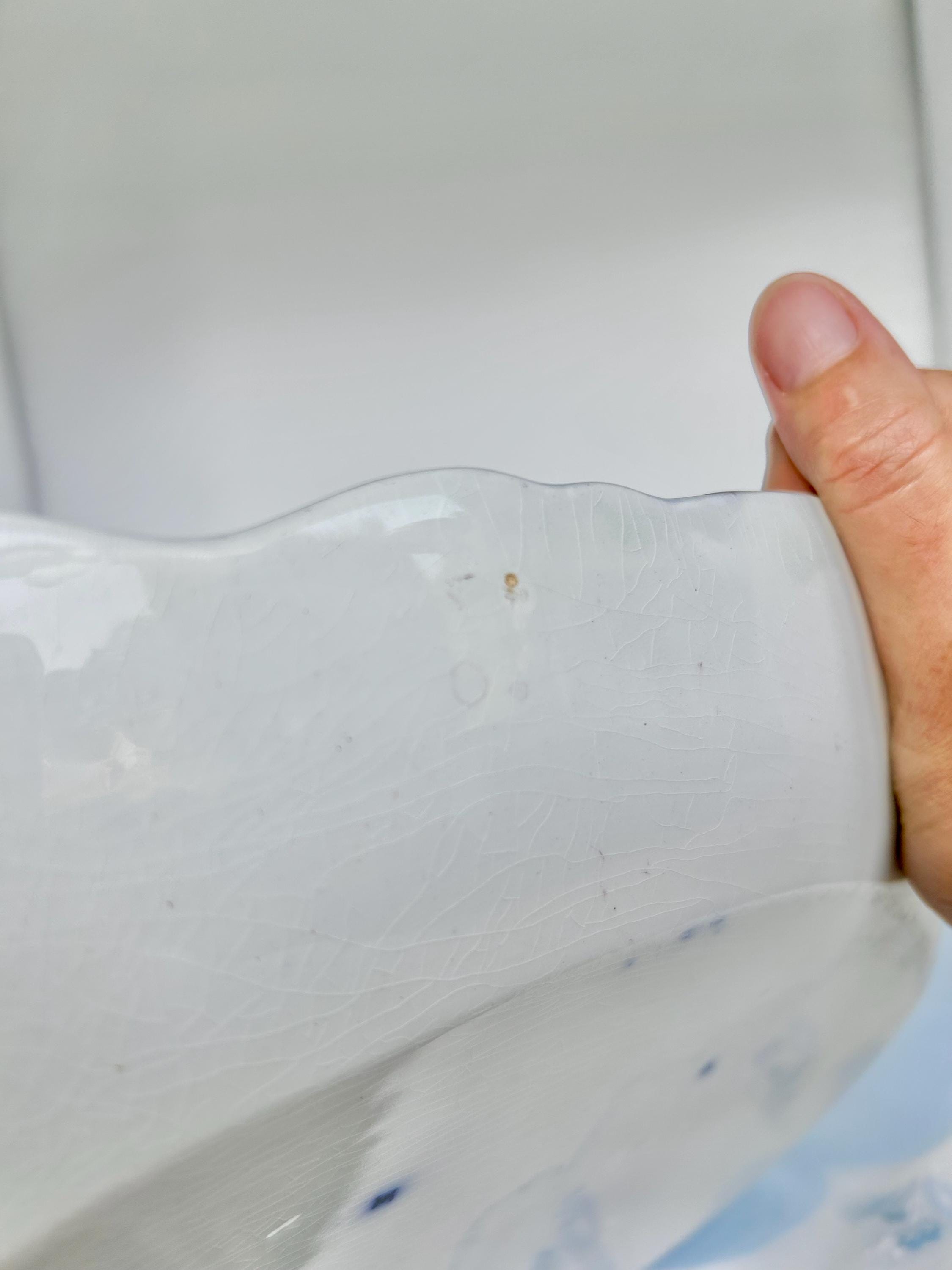 Antique Flow Blue Serving Platter: Royal Semi Porcelain Floral Plate, 14.5"