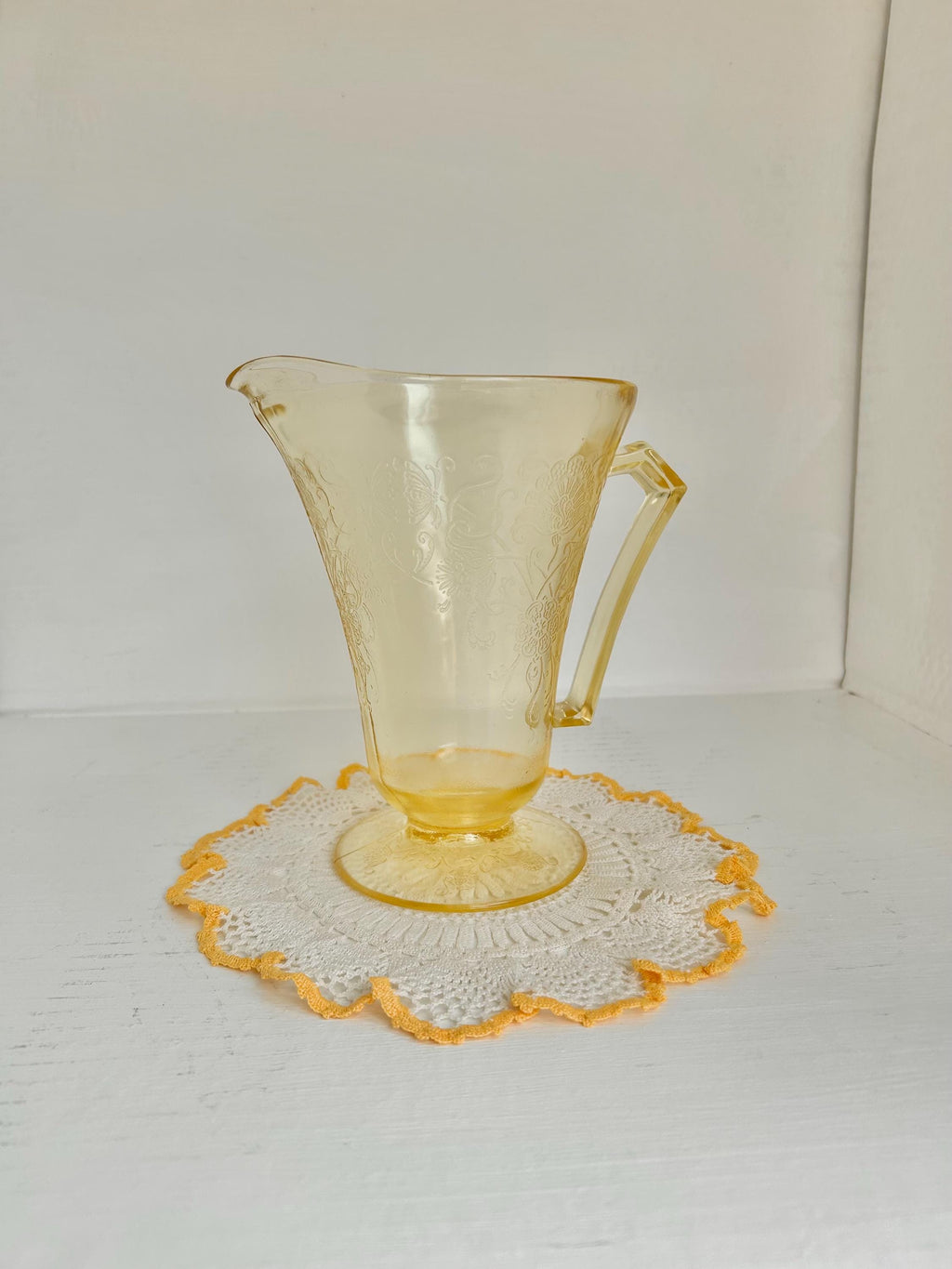 Vintage Hazel Atlas Yellow Depression Glass Pitcher – Florentine Poppy Pattern