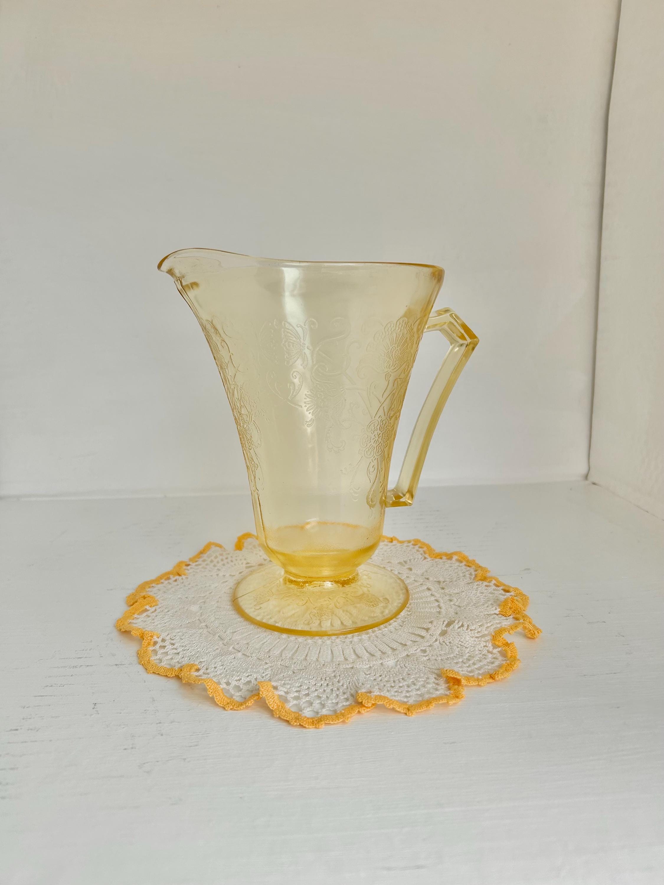 Vintage Hazel Atlas Yellow Depression Glass Pitcher – Florentine Poppy Pattern