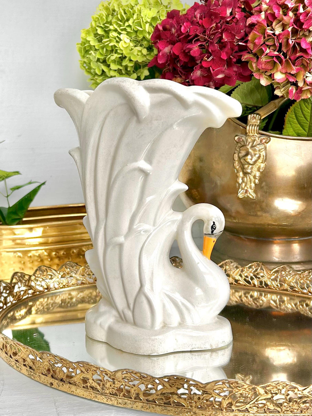 Vintage Ceramic Swan Vase by Stephen F. Austin