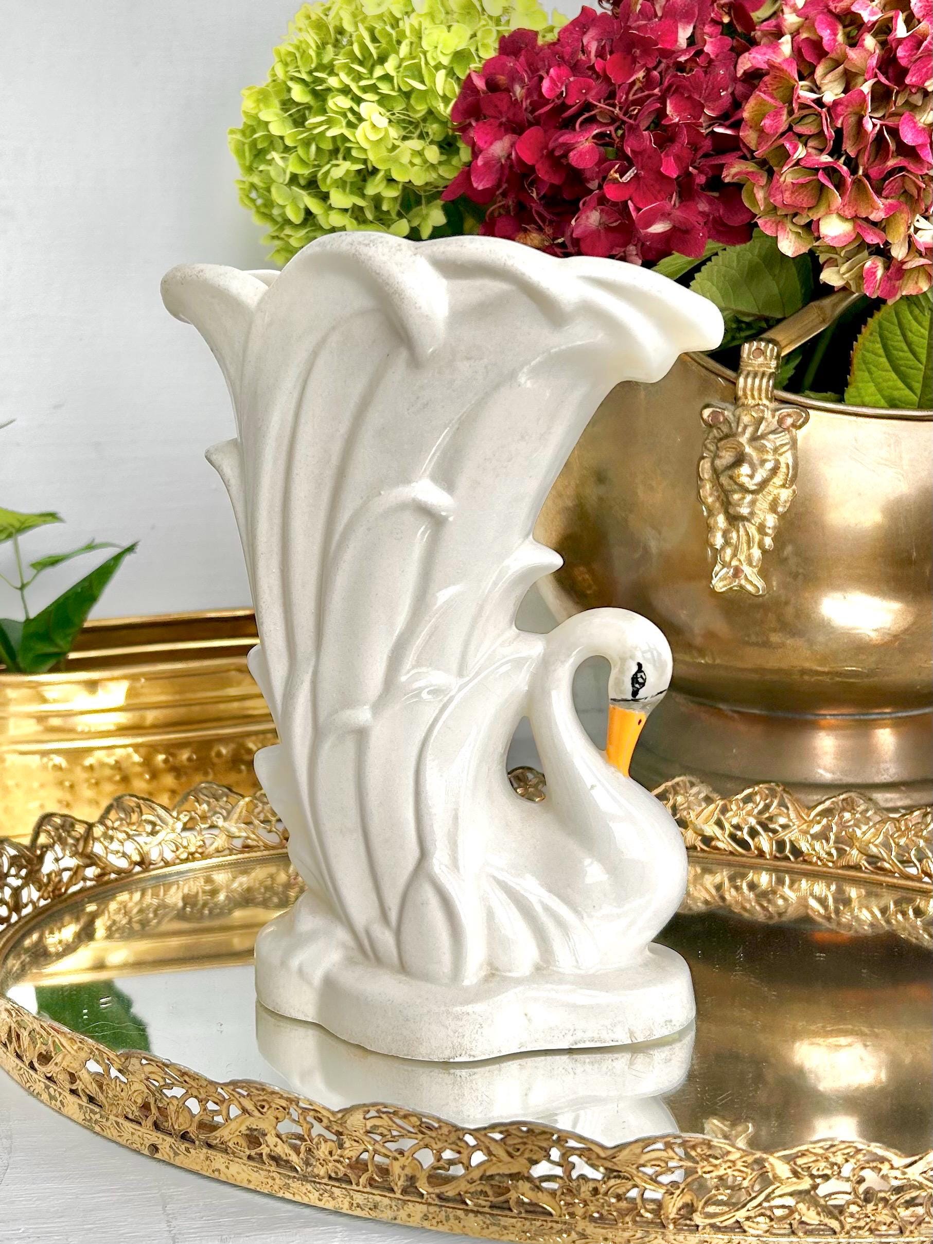 Vintage Ceramic Swan Vase by Stephen F. Austin