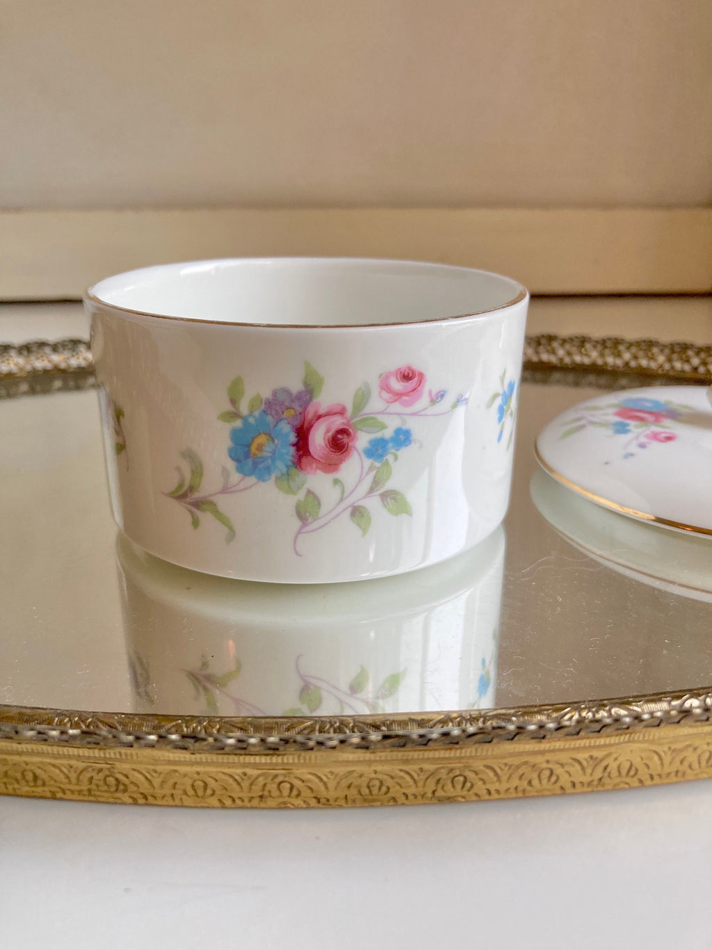 Vintage Hammersley & Co Bone China Floral Lidded Canister - made in England