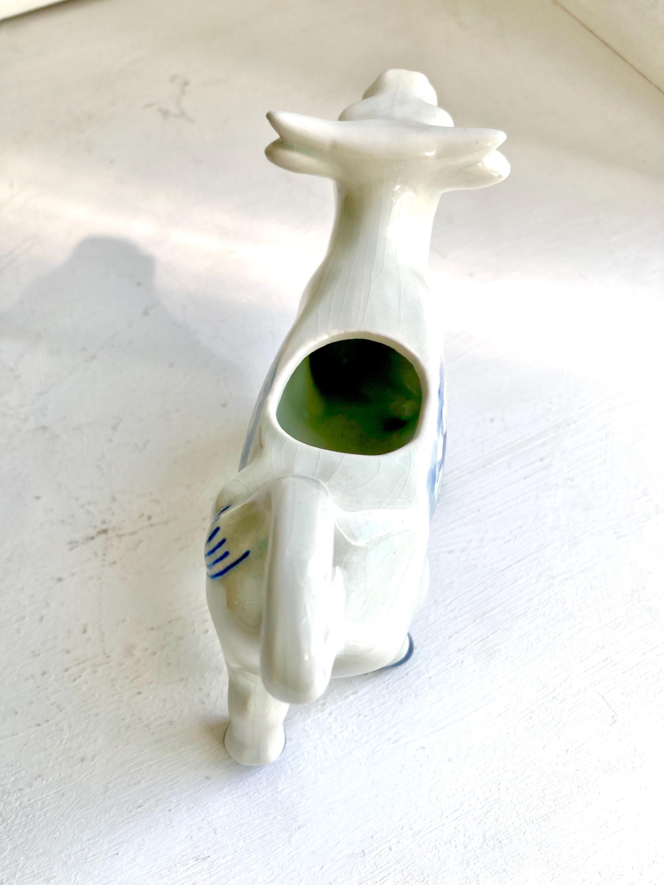 Vintage Delft Blue Ceramic Cow Creamer – Holland Windmill Design