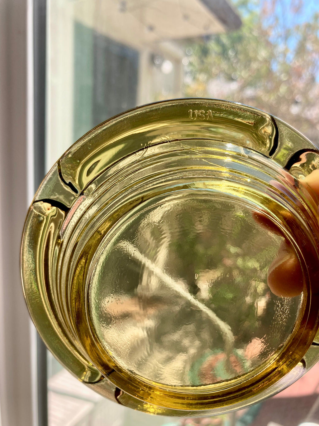 Vintage USA Pale Gold Amber Glass Ashtray