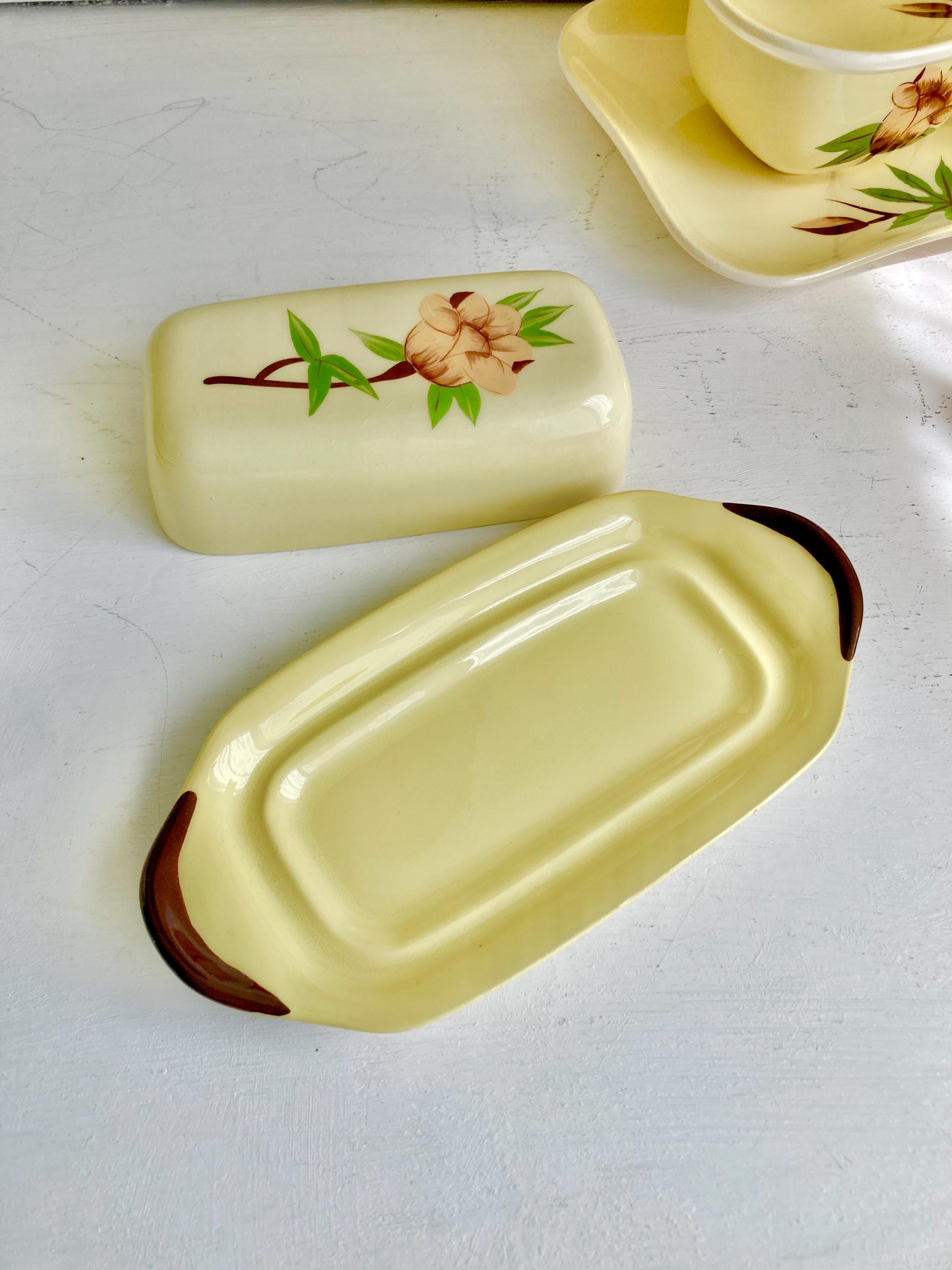 Vintage Weil Ware Ceramic Dining Pieces: Yellow Rose Pattern