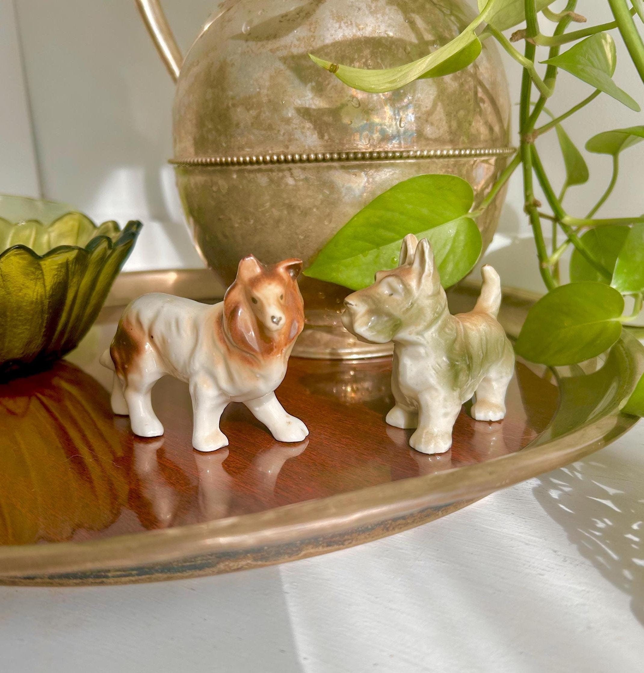 Vintage Ceramic Hand-painted Dog Figurines, Made in Japan - Choose from two: Collie or Terrier