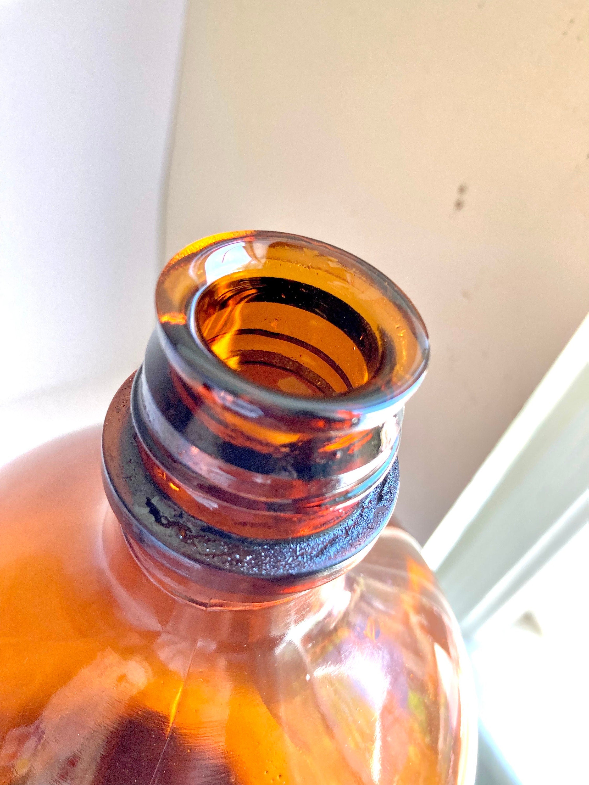 Vintage DURAGLAS Amber Brown Apothecary Bottle: 1-Gallon Glass Jug