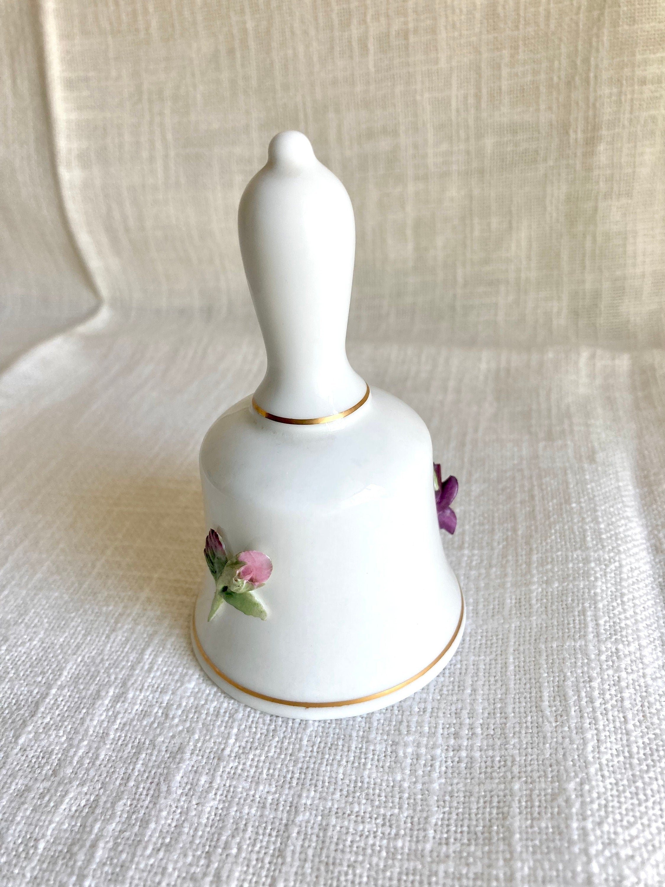 Vintage Coalport Bone China Bell: Applied Porcelain Flowers, England