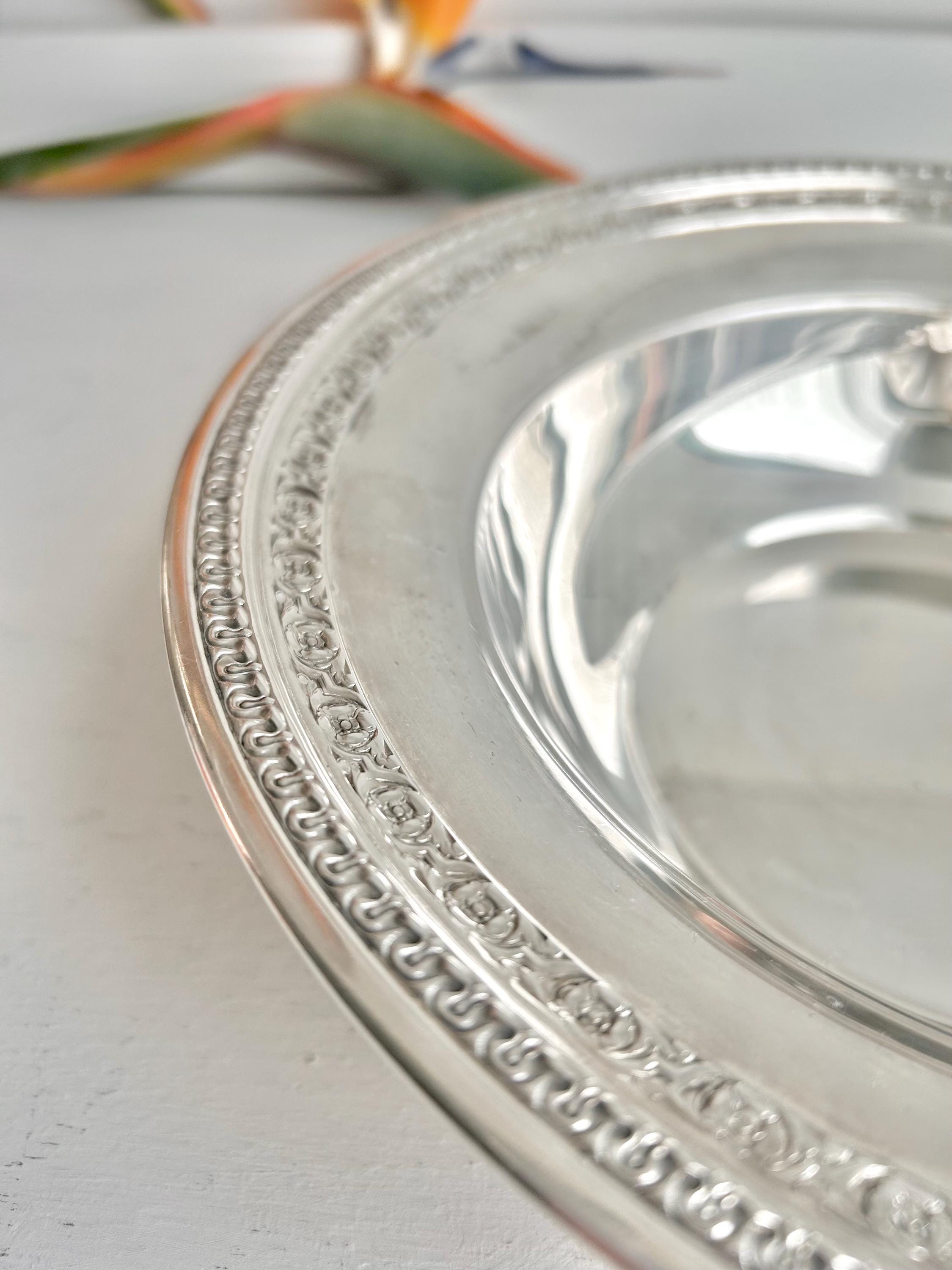 Vintage Reed & Barton Silver Plate Bowl: Floral Garland Trim, 10 inch