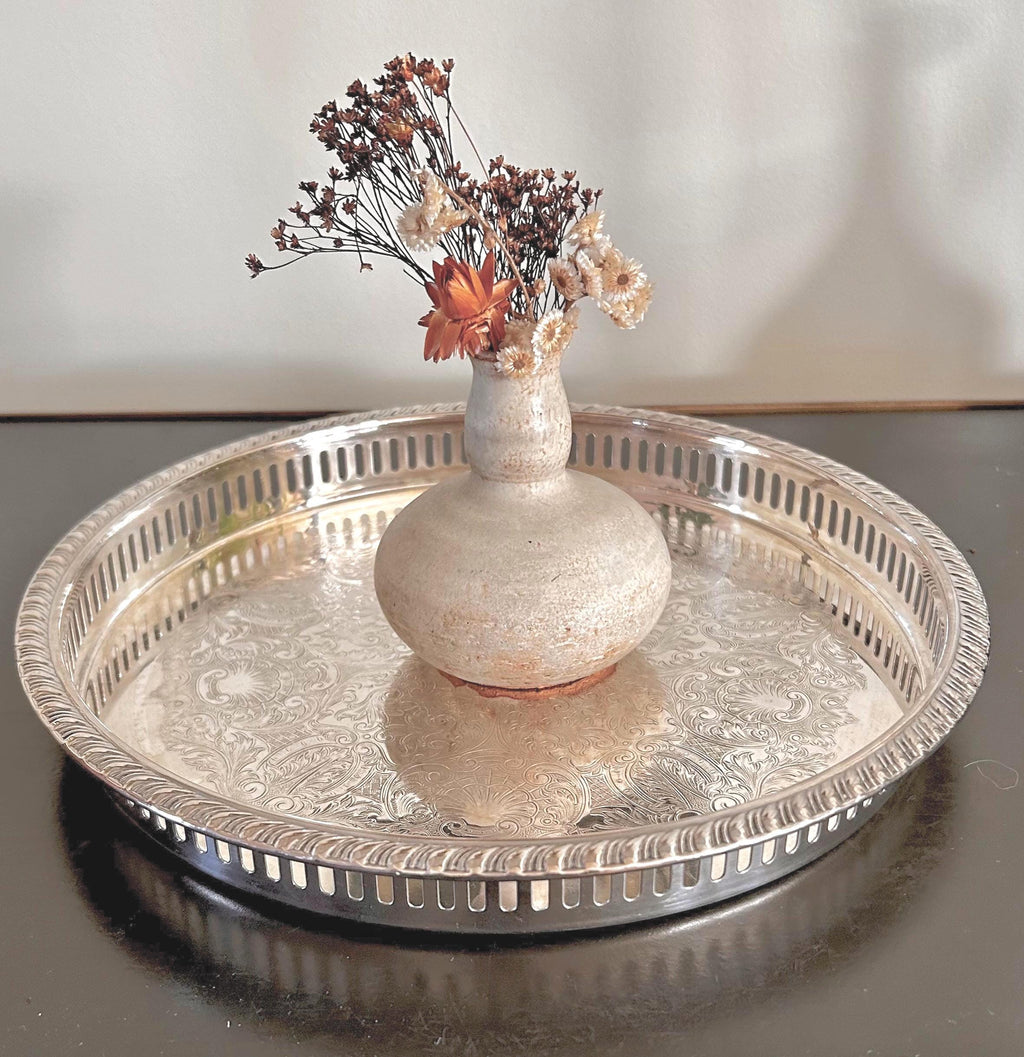 Little 10-inch Vintage Silverplate Gallery Tray by Leonard Co