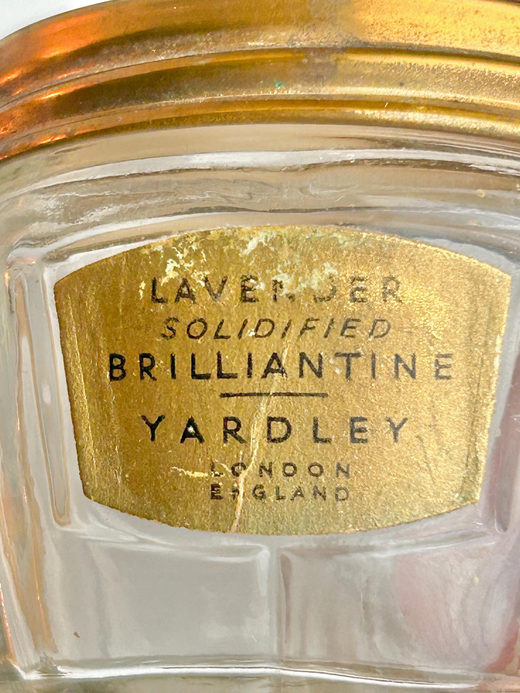 Vintage Yardley Lavender Brilliantine Jar: Clear Glass, Brass Lid