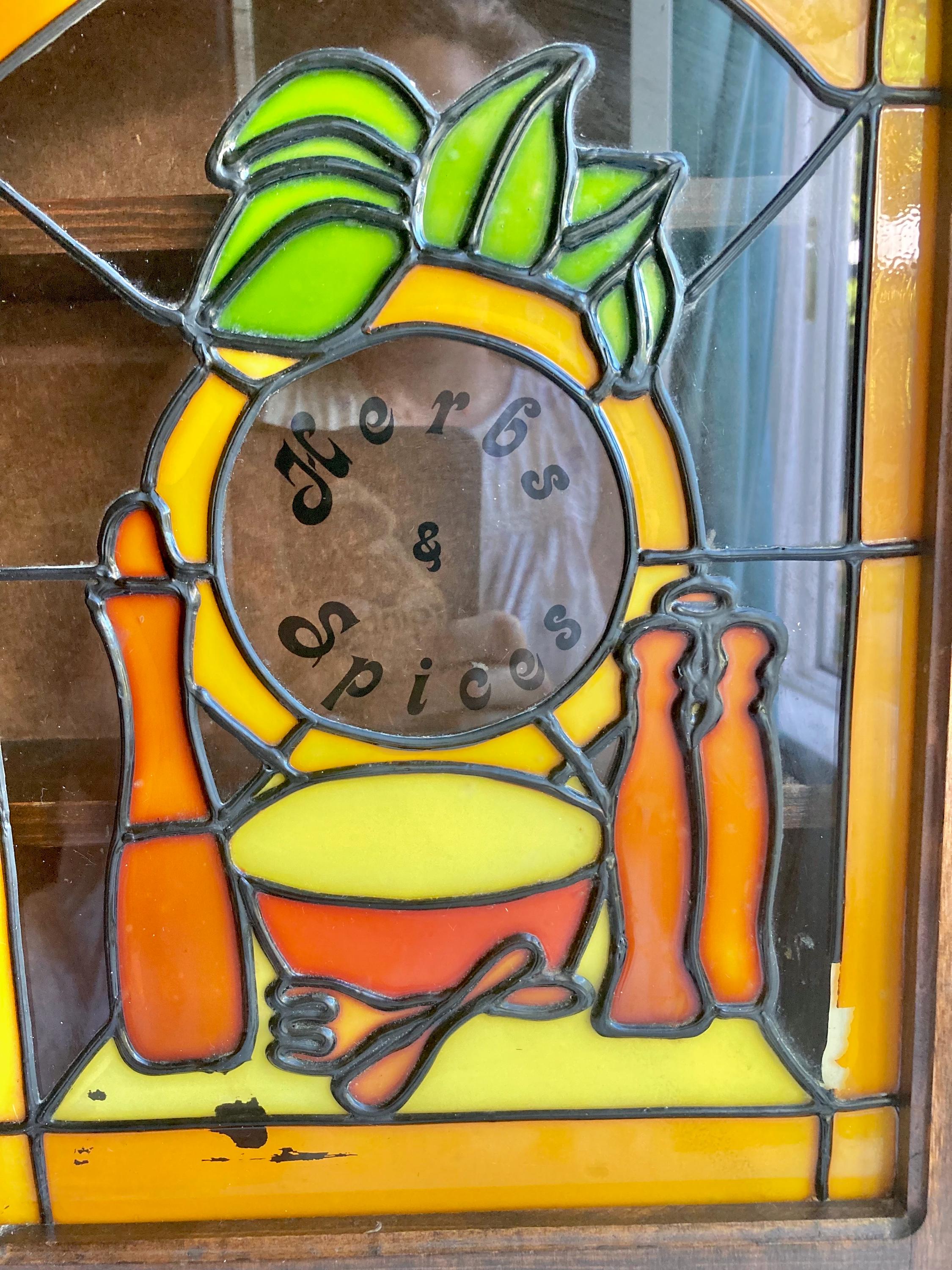 Vintage Stained Glass Spice Cabinet: Montgomery Ward Americana Pantry