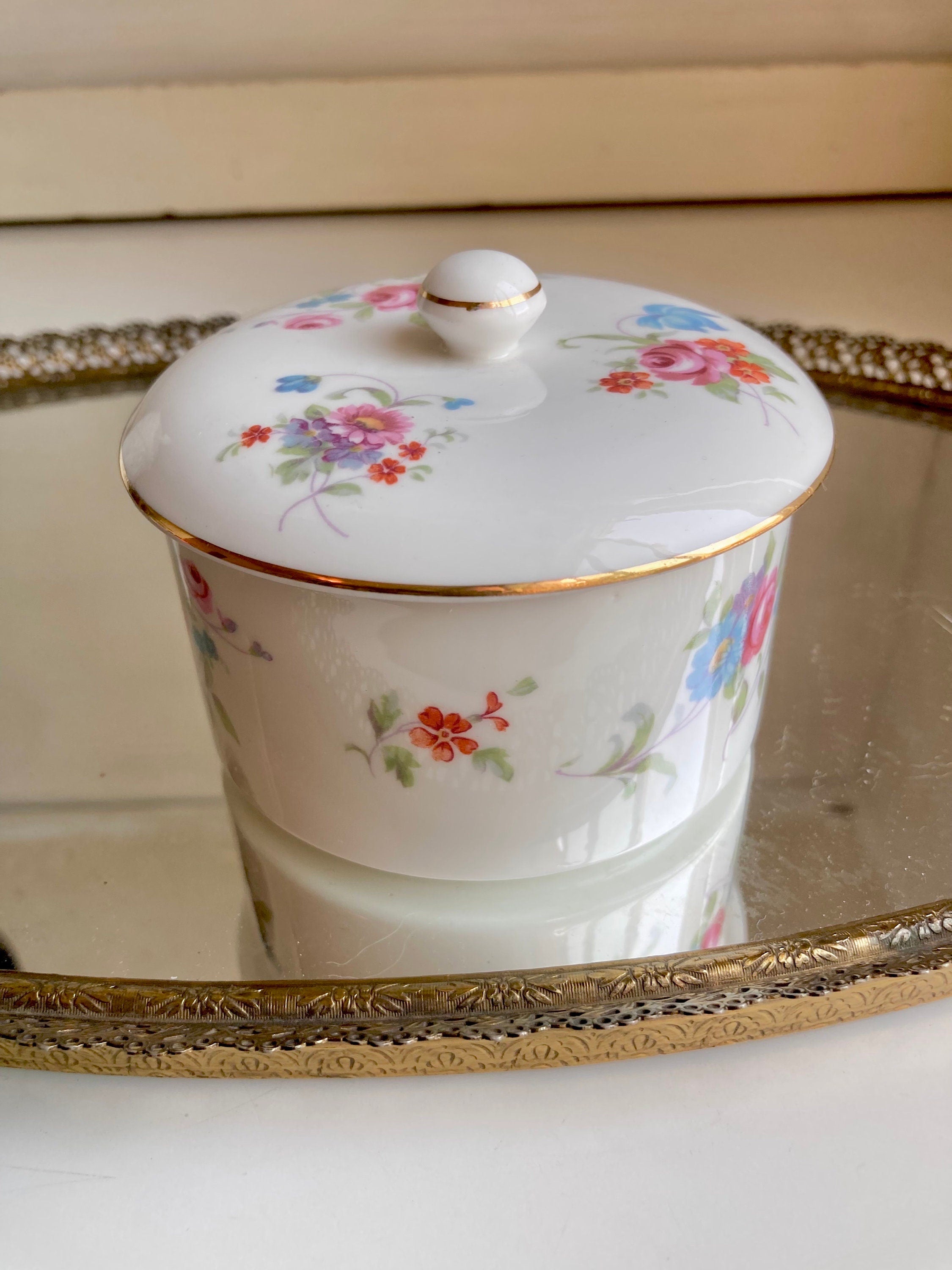 Vintage Hammersley & Co Bone China Floral Lidded Canister - made in England