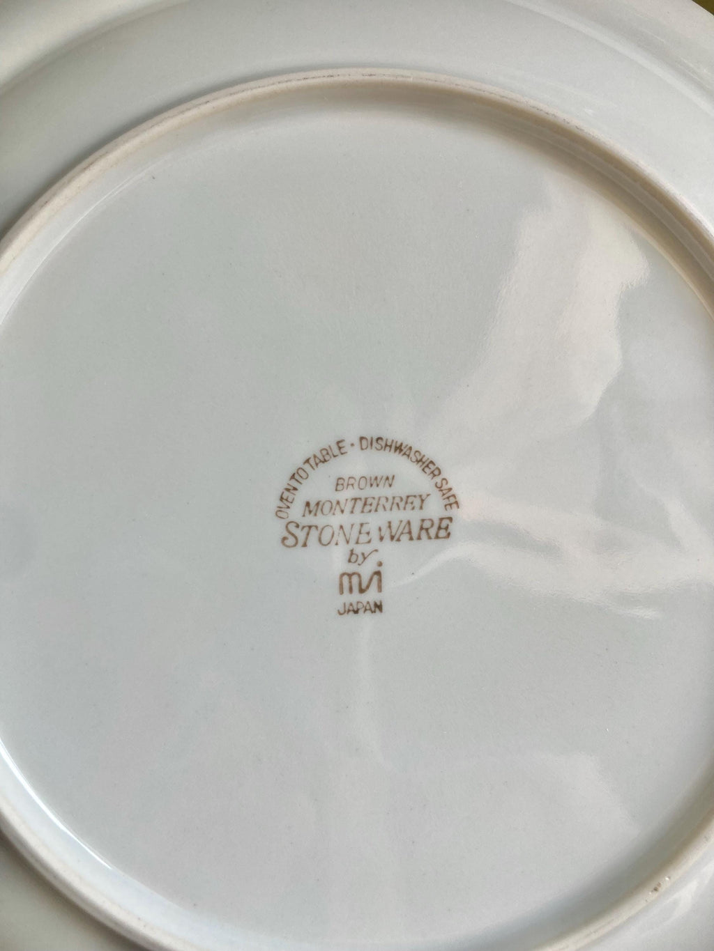 Vintage Monterrey Stoneware Dinner Plates - Brown Floral Set of 2