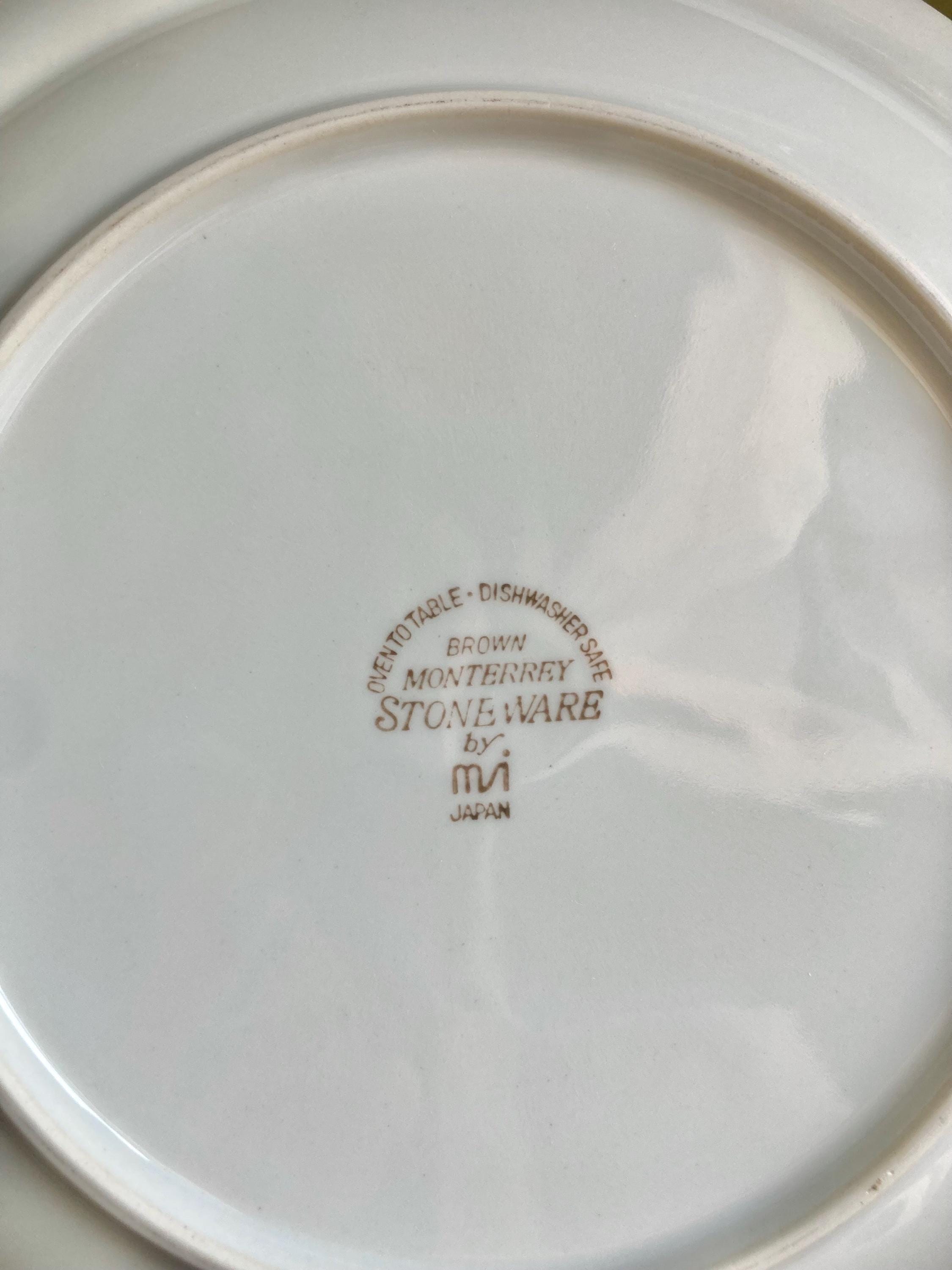 Vintage Monterrey Stoneware Dinner Plates - Brown Floral Set of 2