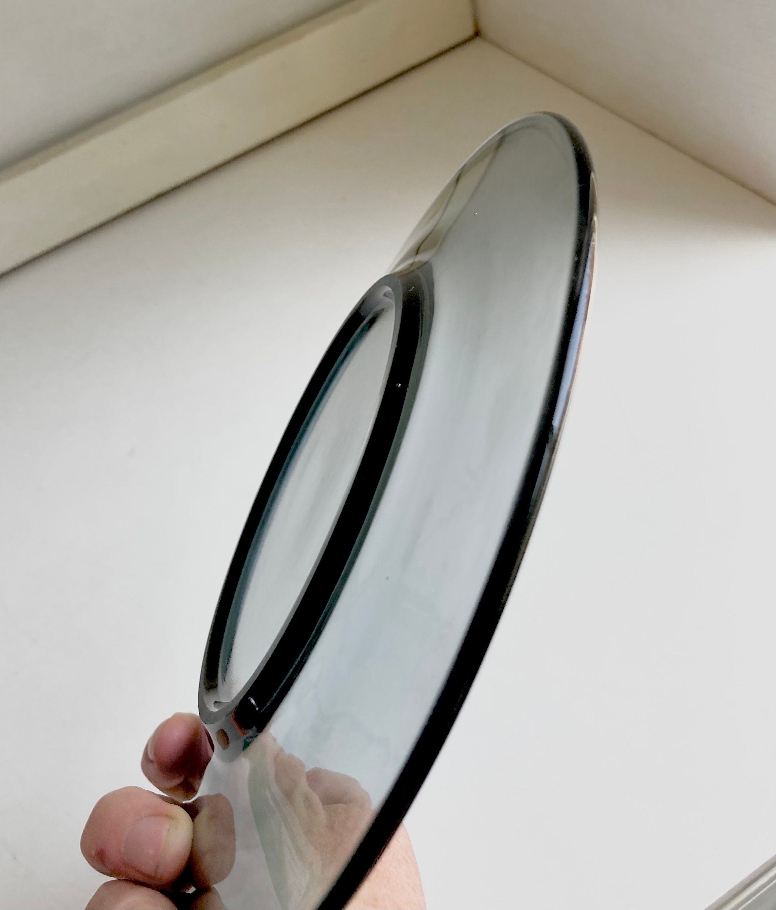 Hadeland Norway Smoke Glass 7.5" plate - original sticker