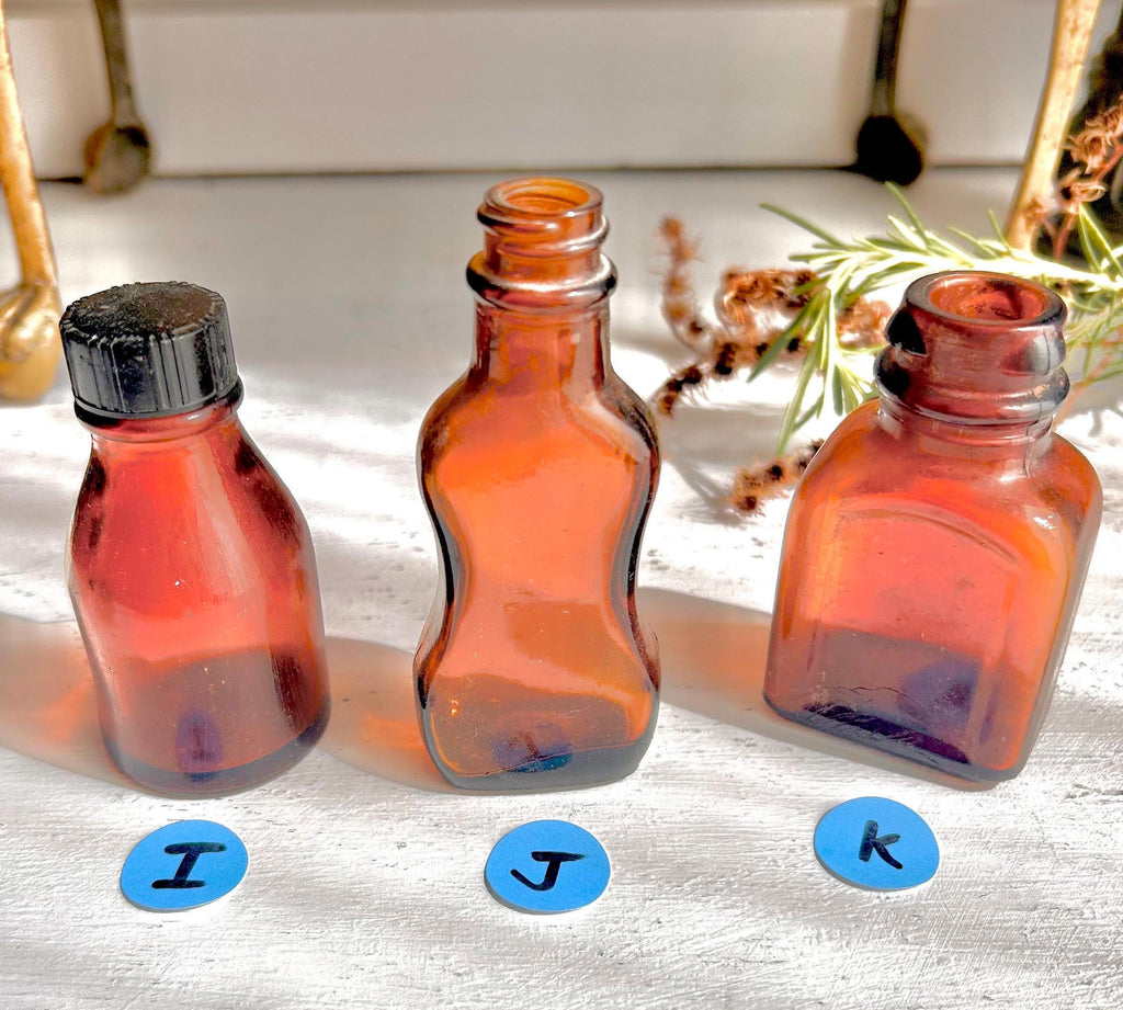Vintage Amber Apothecary Bottles: Collectible Brown Glass, Choose Your Bottle