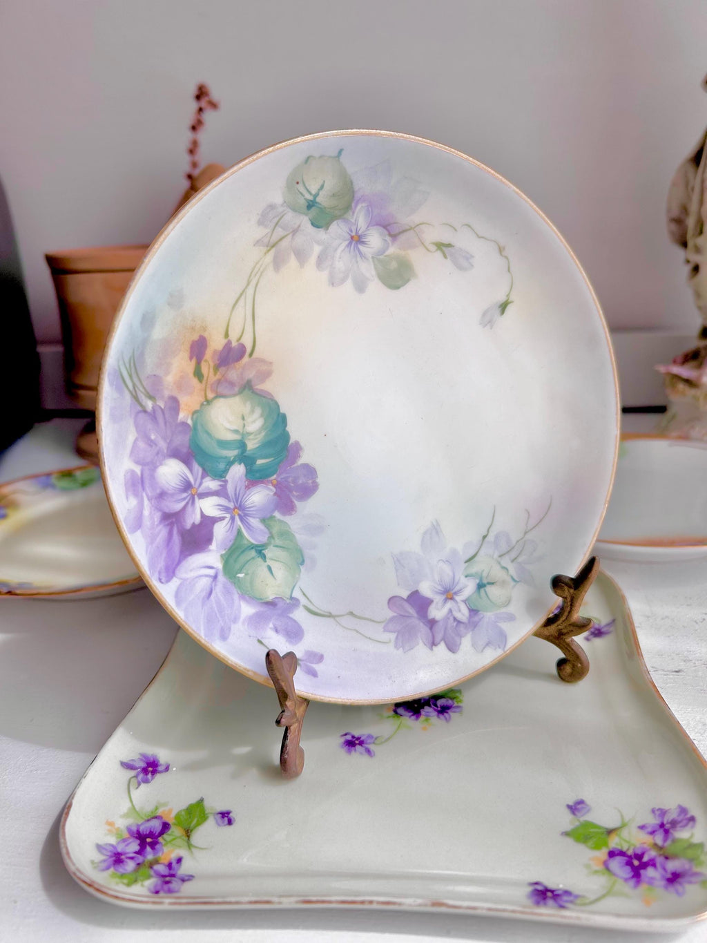 Vintage Porcelain Bread Plate: Hand-Painted Violets - Choose Your Maker