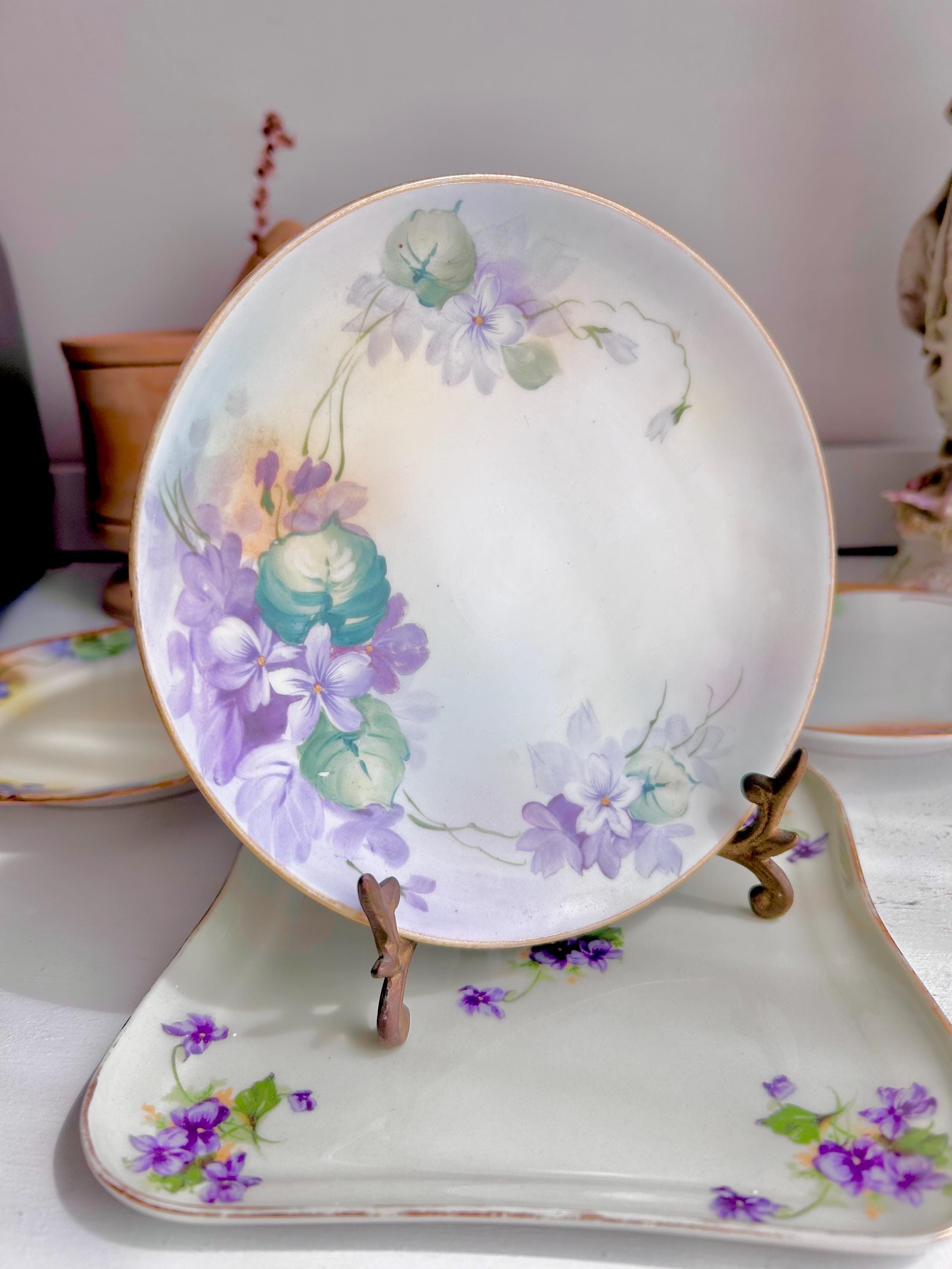 Vintage Porcelain Bread Plate: Hand-Painted Violets - Choose Your Maker