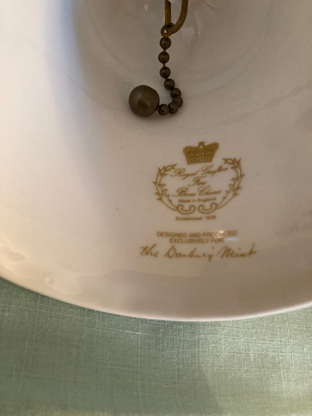 Vintage Bone China Bell - Purple Roses and White
