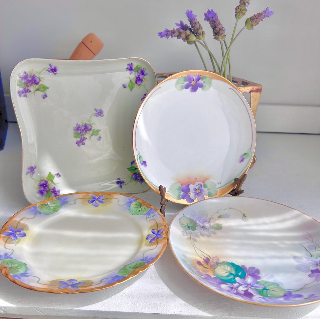 Vintage Porcelain Bread Plate: Hand-Painted Violets - Choose Your Maker