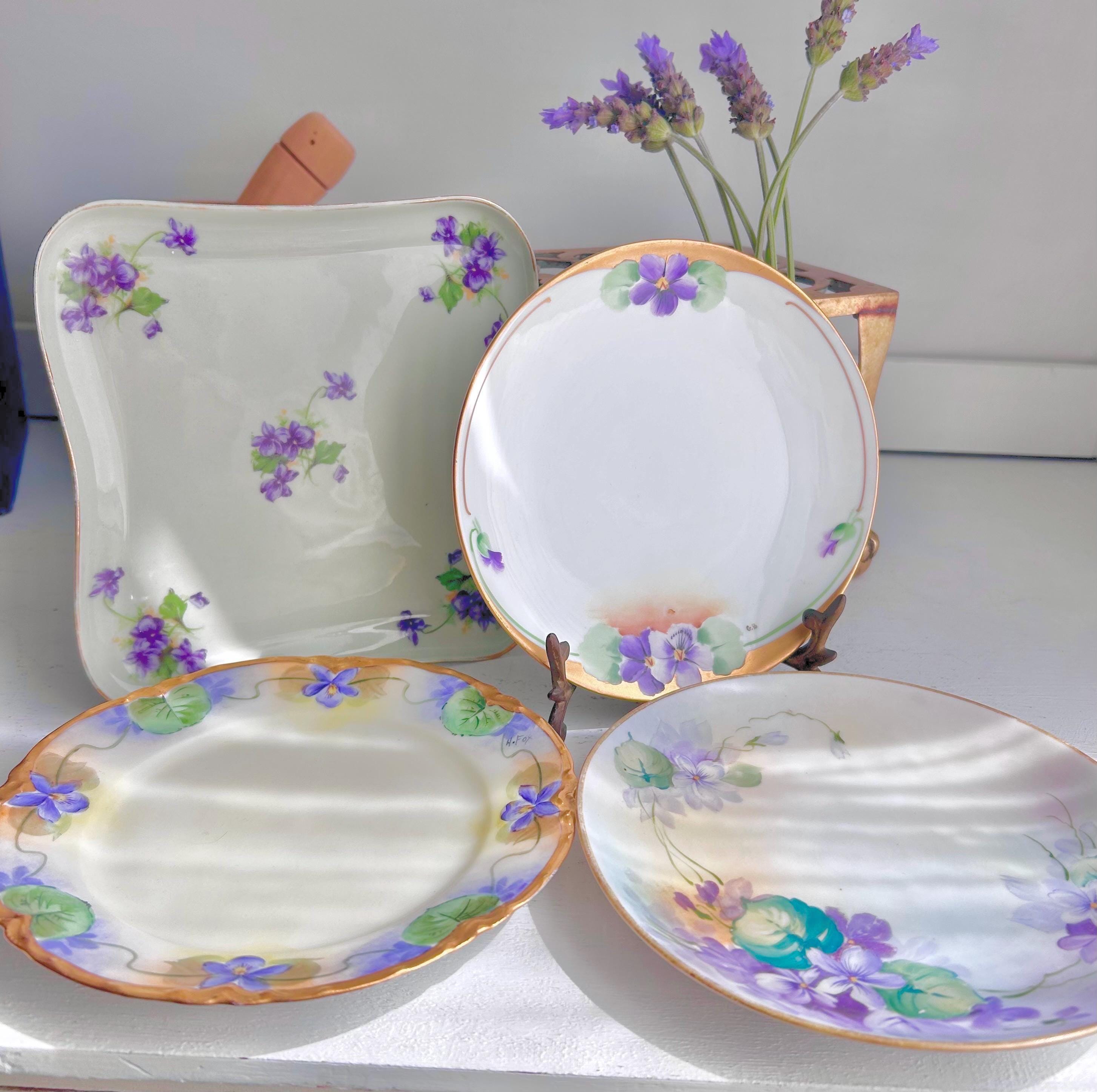Vintage Porcelain Bread Plate: Hand-Painted Violets - Choose Your Maker