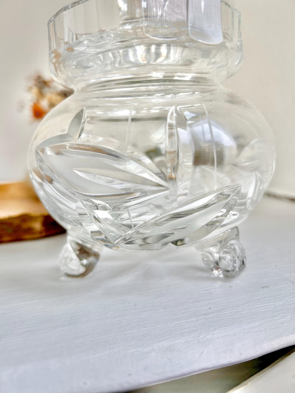 Vintage Crystal Candy Dish with Lid: Brilliant Cut Glass Bowl