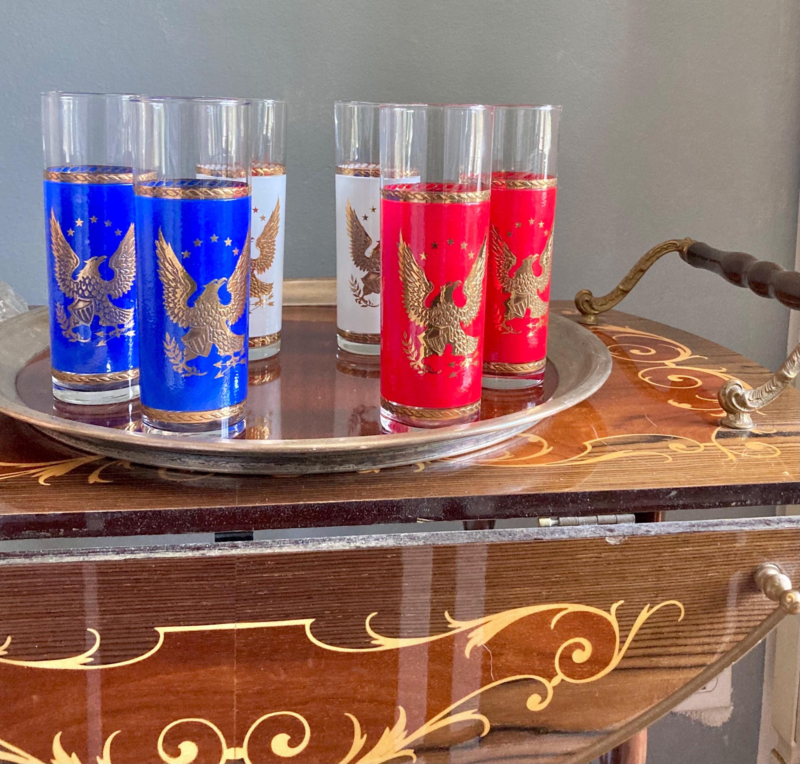Vintage 1976 Libbey Bicentennial Collins Glasses: Golden Eagle Set of 6