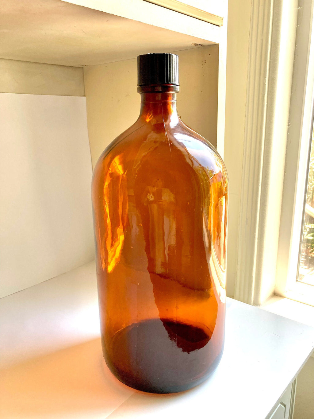 Vintage DURAGLAS Amber Brown Apothecary Bottle: 1-Gallon Glass Jug