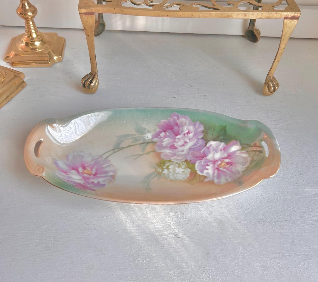 Vintage R.S. Germany Porcelain Serving Bowl: Hand-Painted Pink Roses