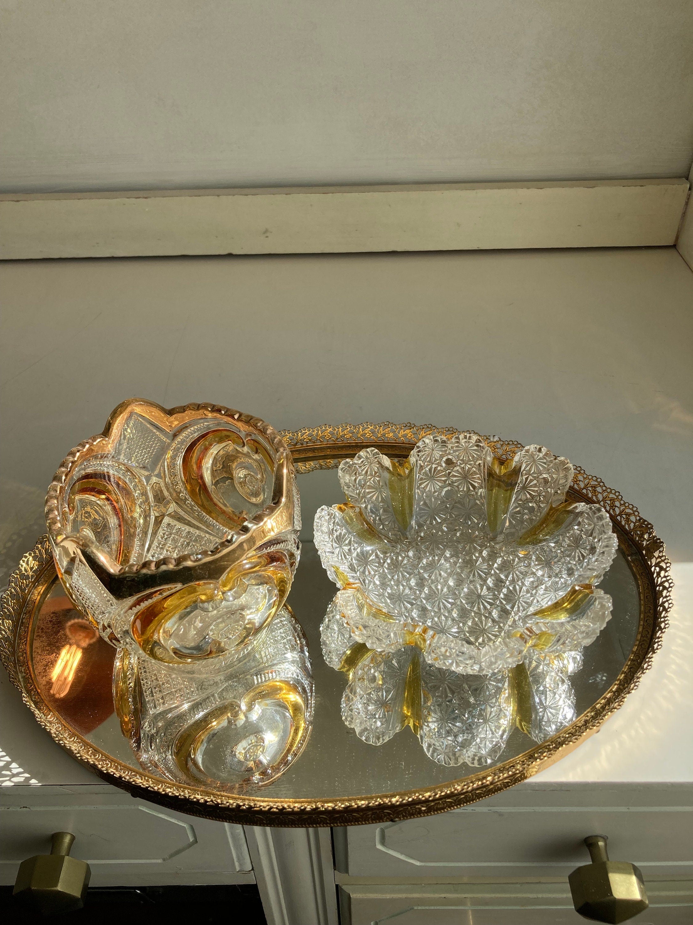 EAPG Amber and Amberette Pressed Glass Small Dishes - CHOOSE from 2