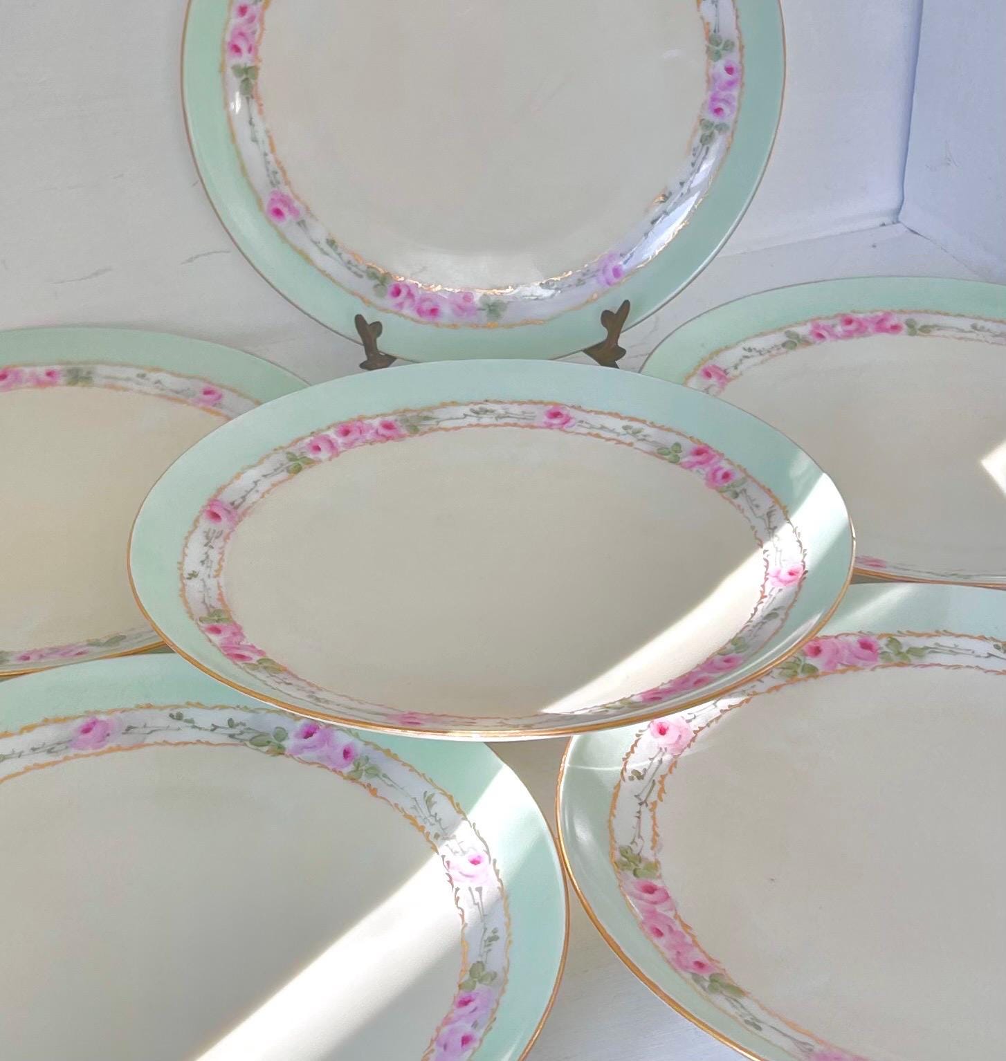 Antique Hand Painted Porcelain Plates Set of 6 Moritz Zdekauer Austria