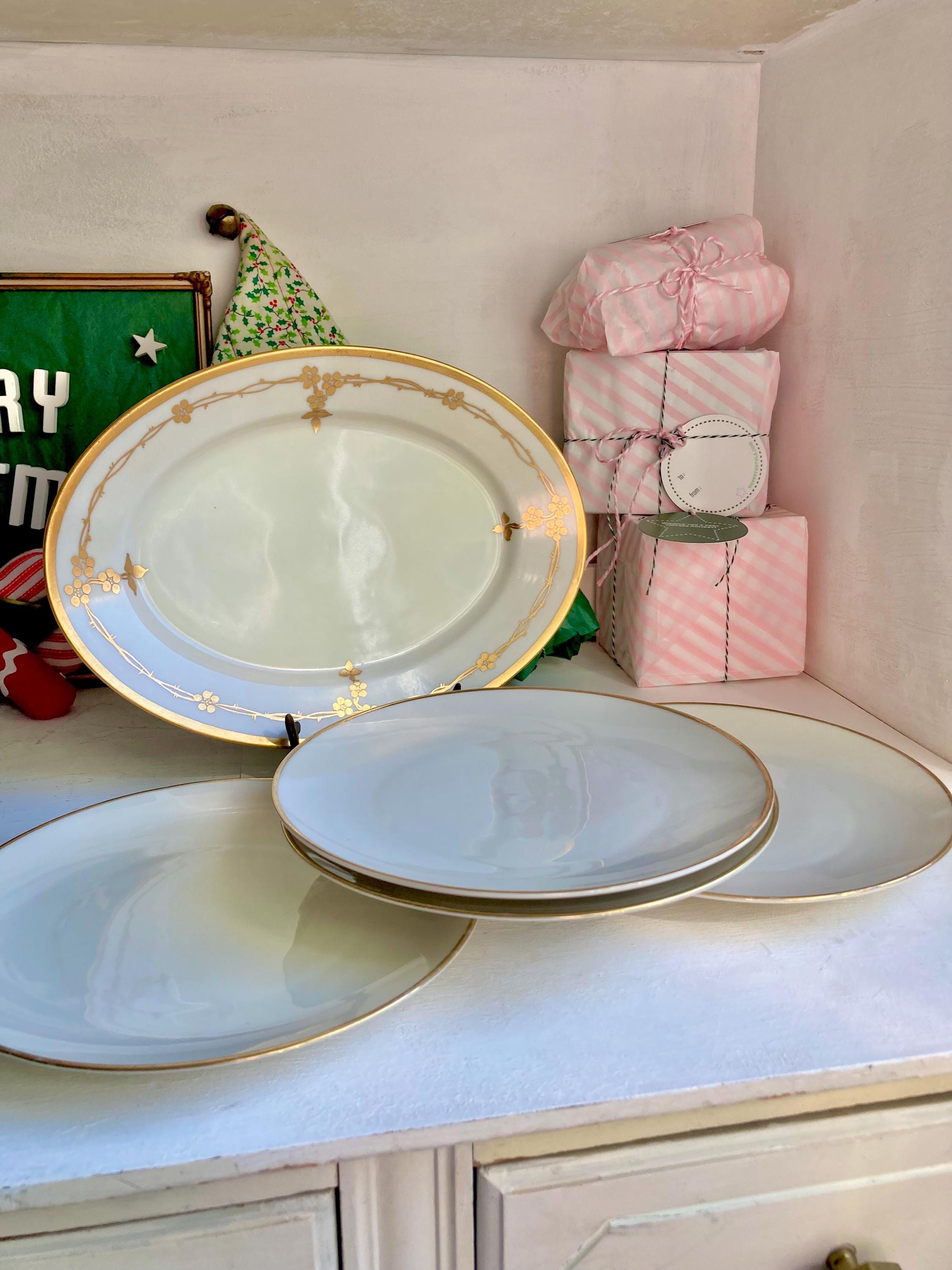 Vintage Rosenthal Bavarian China Platter: Gold Rose Garland Trim