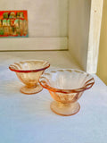 Vintage Fostoria Amber Glass Nut Cups - Swirl Pattern, Set of 2