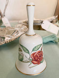 Vintage Fine Porcelain Bell - Mother's Day Roses + Bumblebees - 1980