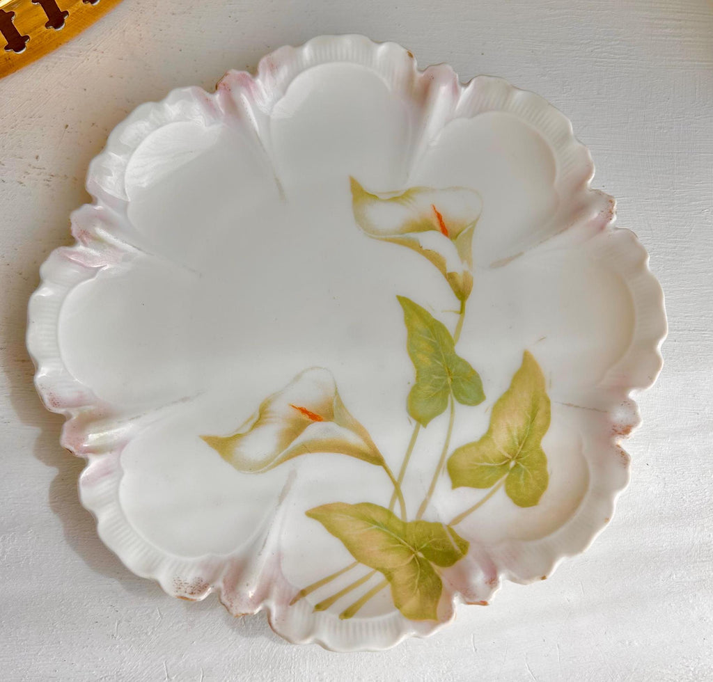 Vintage Reinhold Schlegelmilch Porcelain Bread Plate: Calla Lily Pattern, Germany