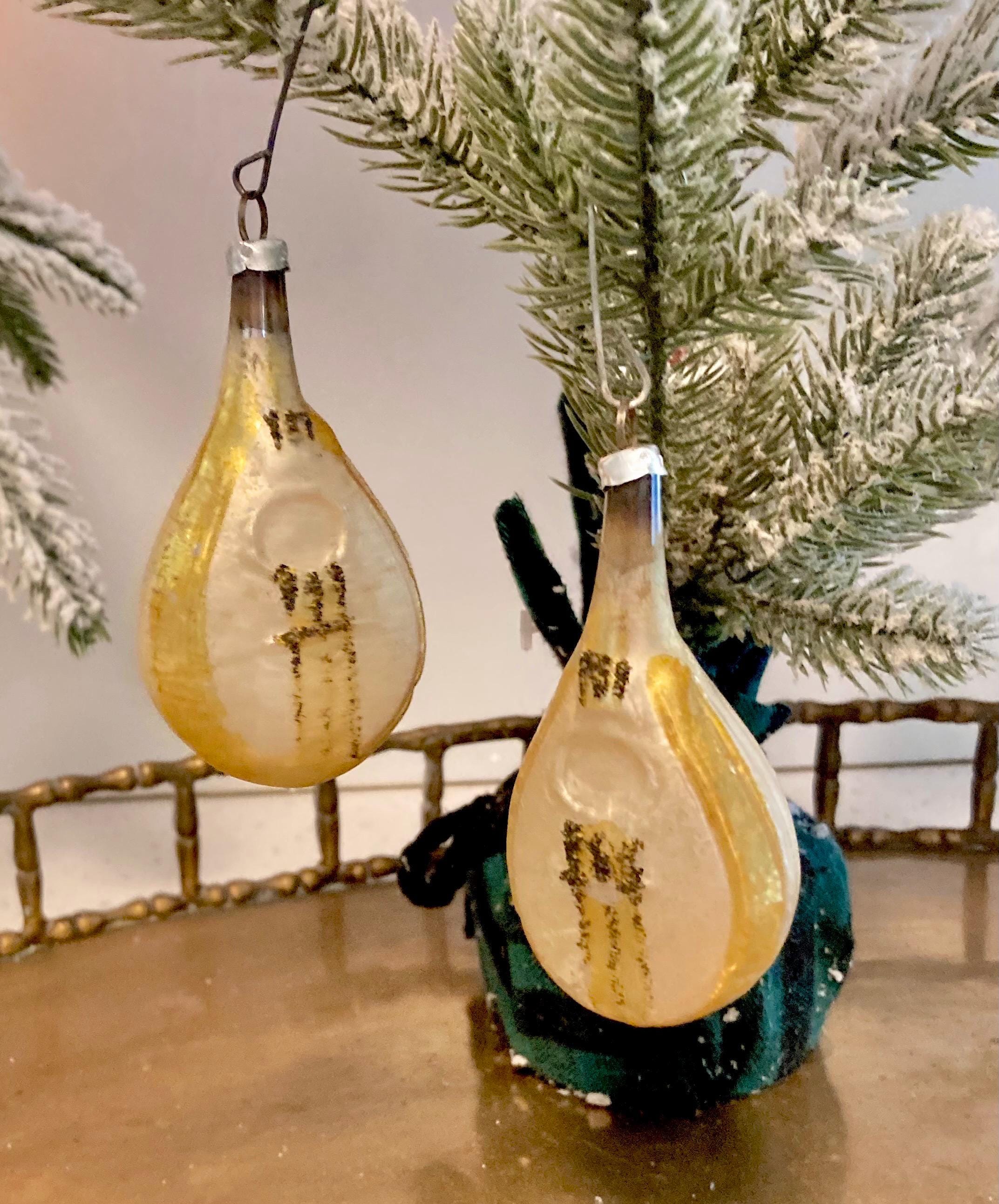 Vintage West German Mercury Glass Christmas Ornament – Pearly Gold Glitter, Individually Sold