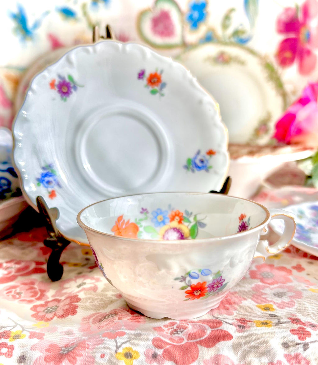 Vintage Floral Porcelain Small Plates: Fine China Dishes, Various Makers
