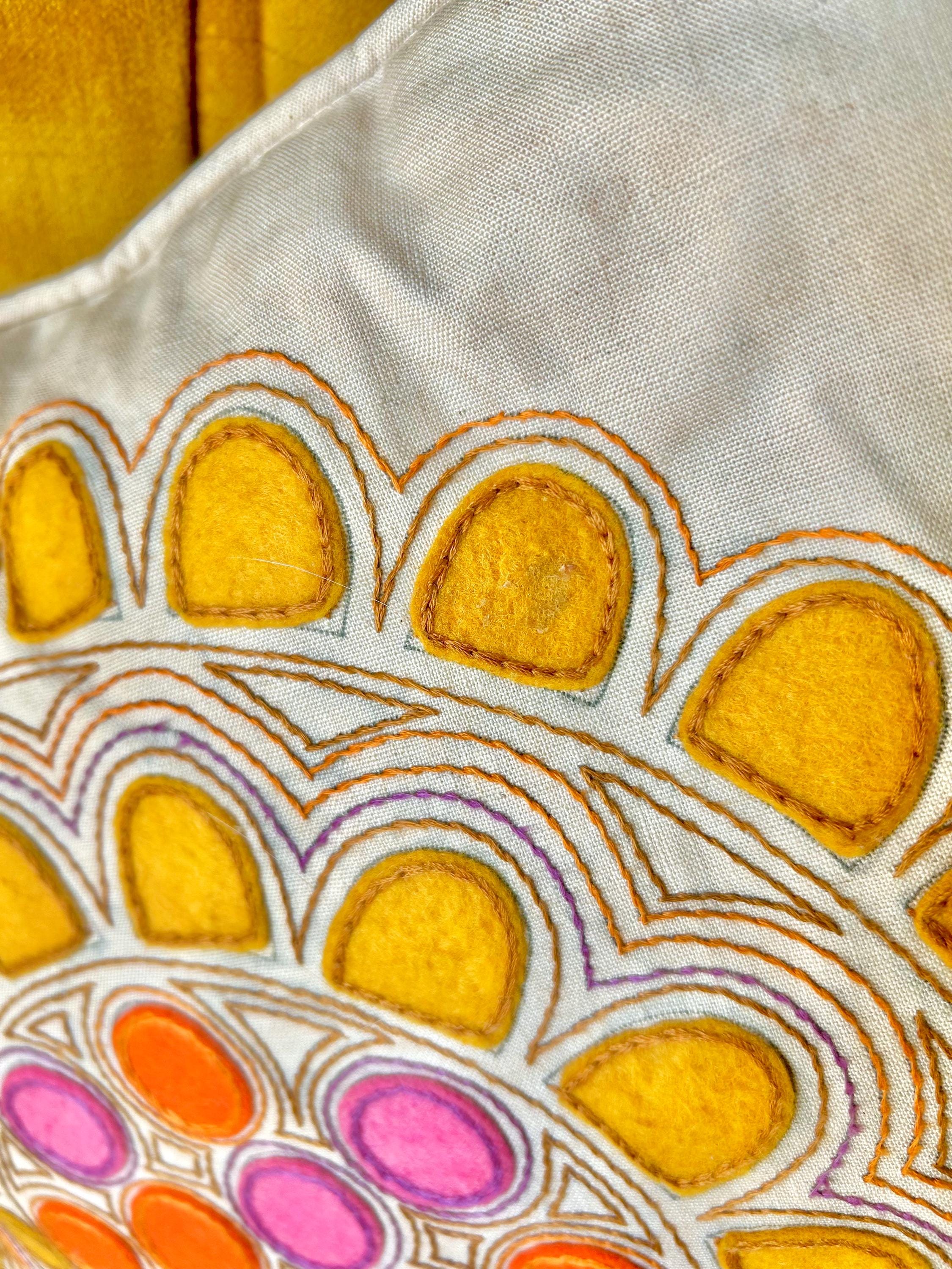 1960s Flower Power Pillowcase: Hand-Stitched Vintage Throw Pillow Cover