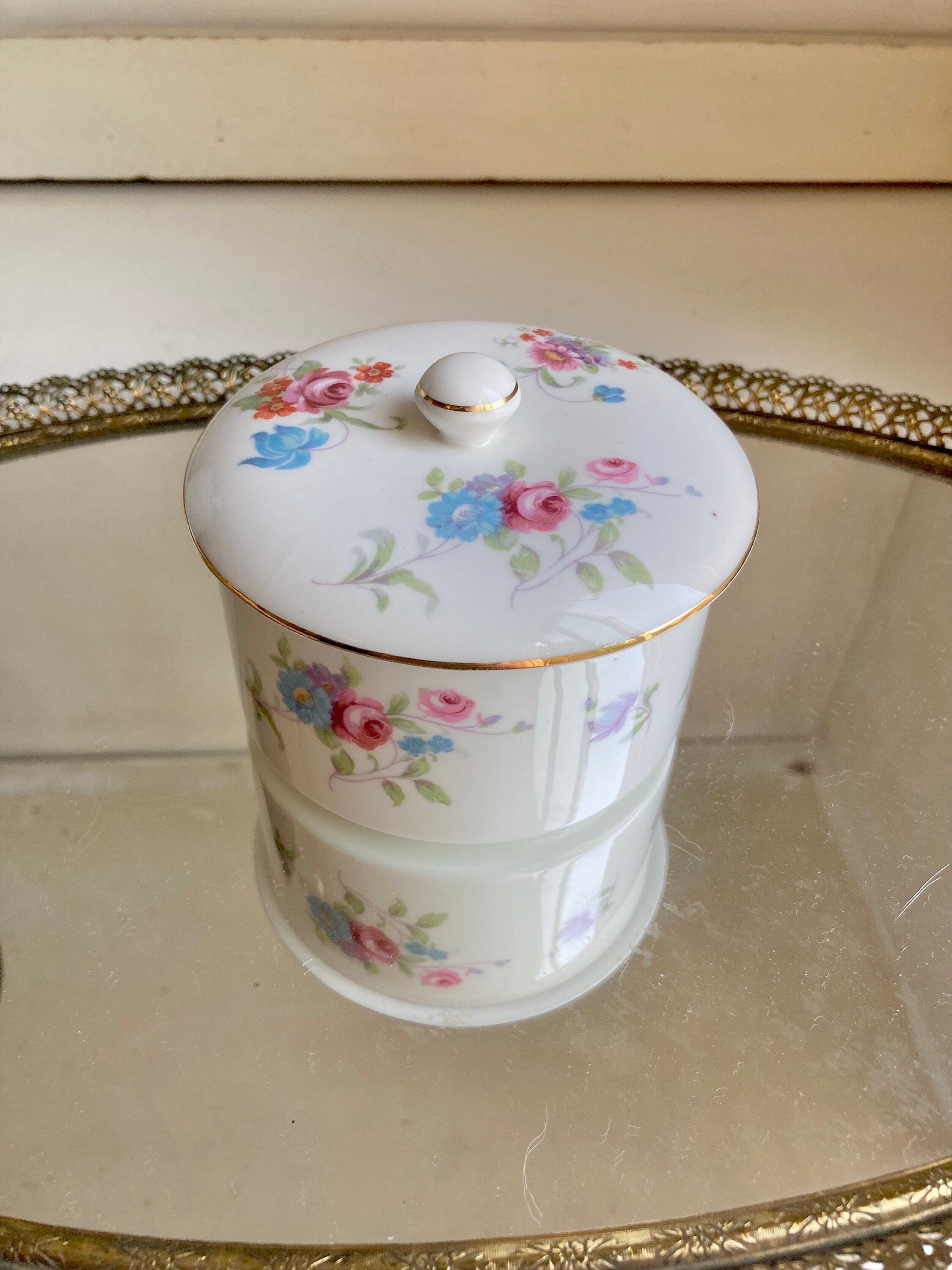 Vintage Hammersley & Co Bone China Floral Lidded Canister - made in England