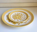 Vintage Cavalier Ironstone Plate Set: Yellow Floral Royal China USA