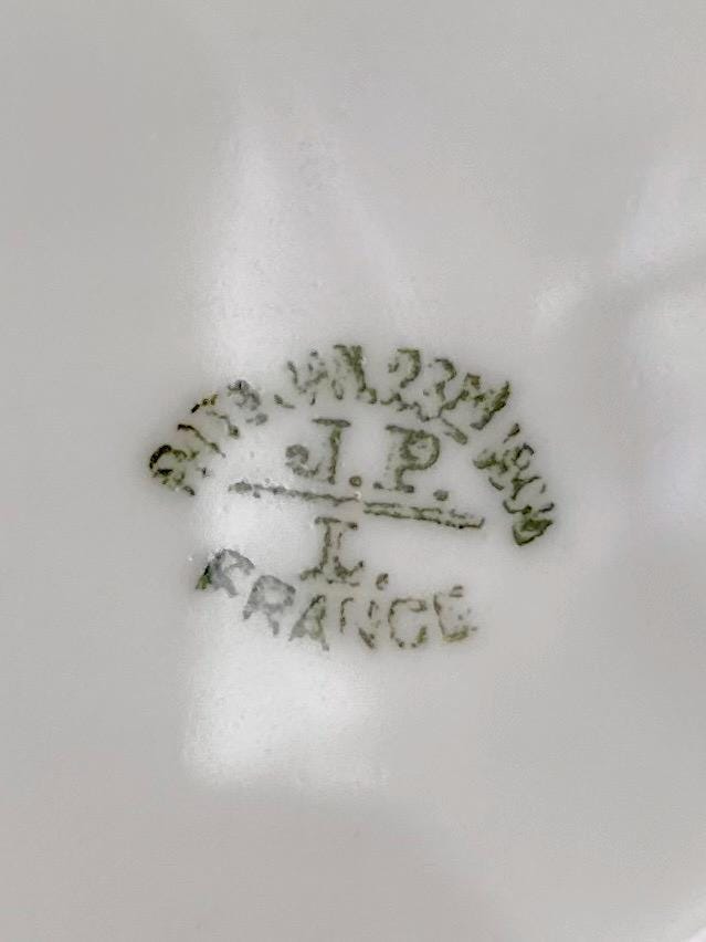 Antique JPL Limoges Dinner Plate Gilt with Hand-painted Dogwood Roses