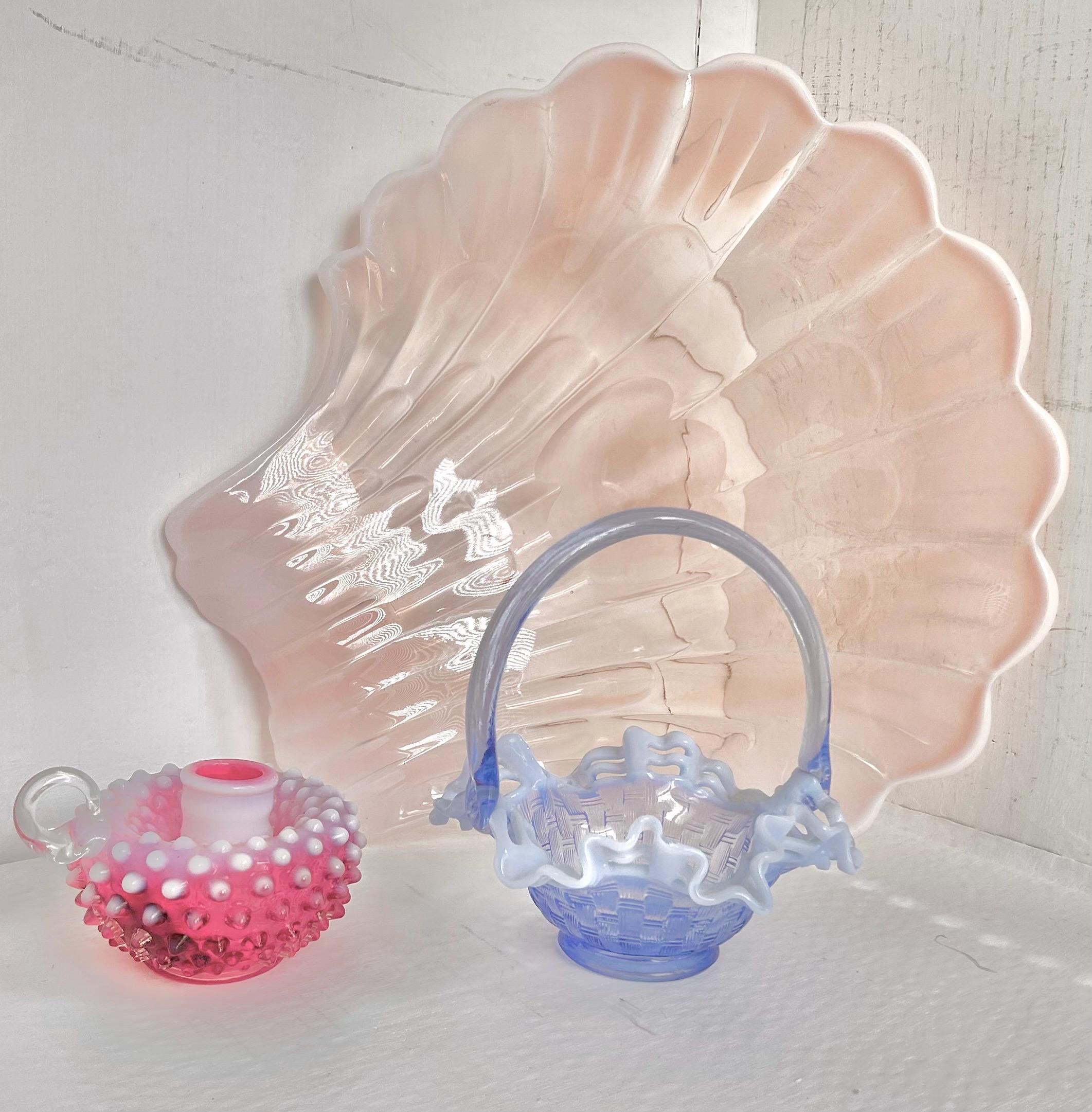 Vintage Opalescent Glass in Blush, Cranberry, Periwinkle - Fenton, Duncan Miller