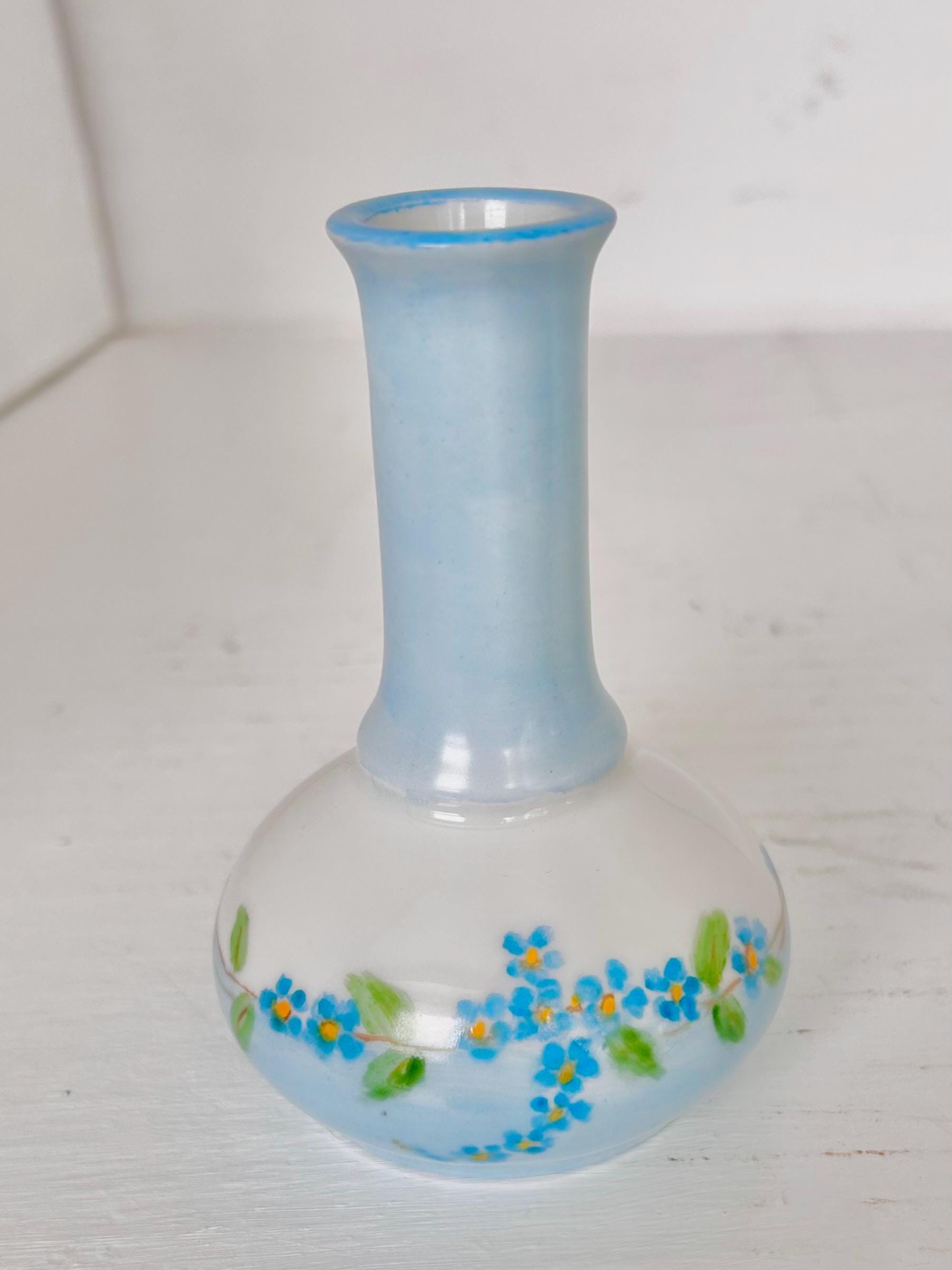 Antique Bud Vase with Handpainted Blue Forget-me-nots by Oscar & Edgar Gutherz, Austria